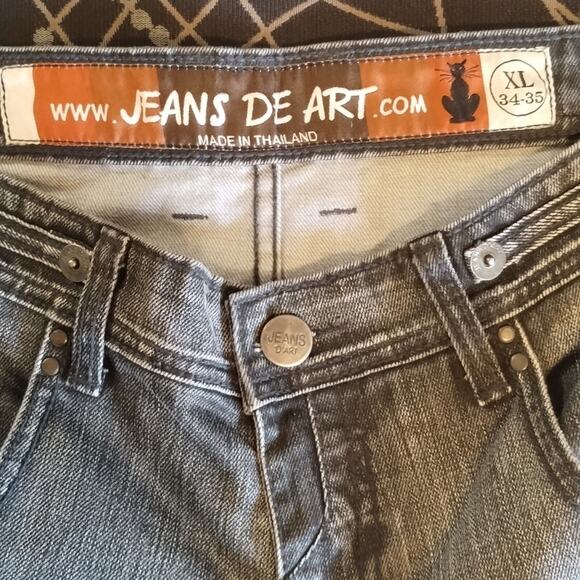 Jean de Art Grey Wash Straight Wide Leg Japanese Streetwear Jeans XL (34/35) - Picture 6 of 9